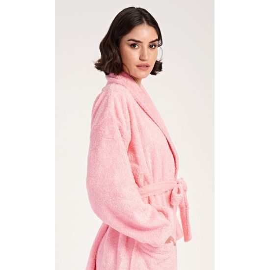 Dámský župan dlouhý se šálovým límcem Karolína - lososová