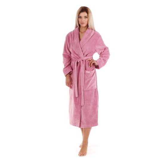 Dámský dlouhý savý župan se šálovým límcem TAMPA růžová