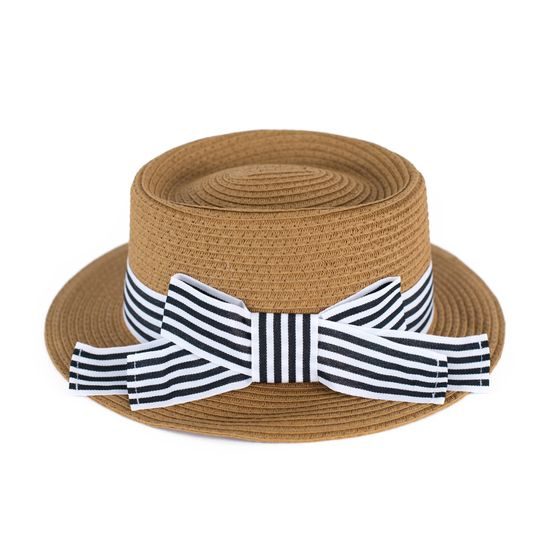 Klobouk s pruhovanou mašlí