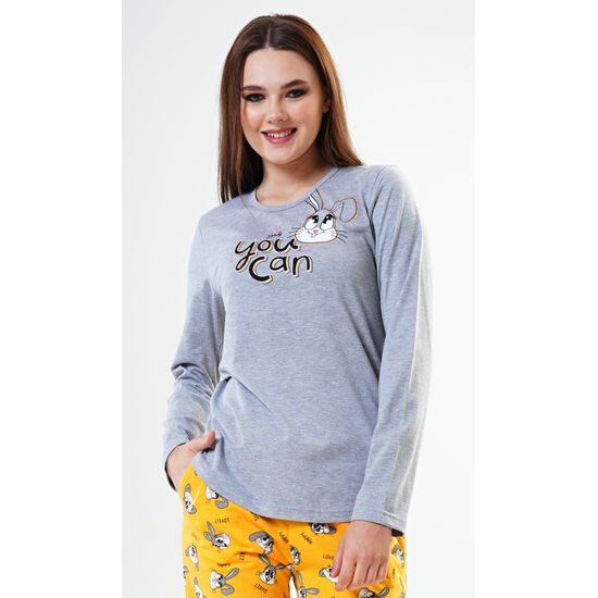 Dámské pyžamo dlouhé Zajíc - šedá