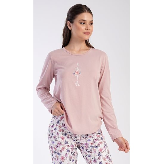 Dámské pyžamo dlouhé Linda - starorůžová