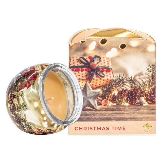 Svíčka 90 g, ve skle a flower boxu, Cranberry & Clove