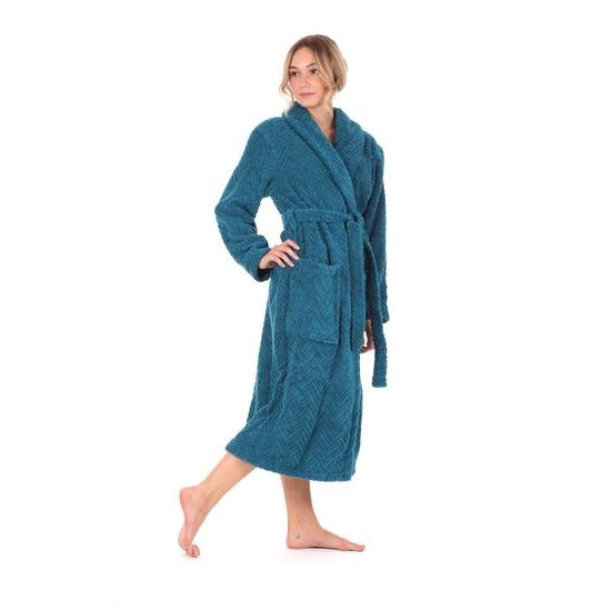 Dámský dlouhý župan se šálovým límcem ATHENA petrolejová