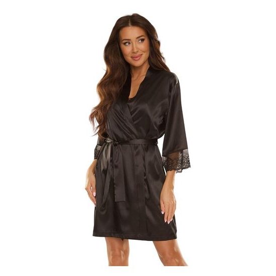 Saténový župan Synthia černý