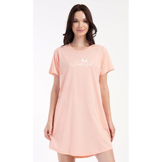 Dámské domácí šaty s krátkým rukávem Wonderful - světle lososová