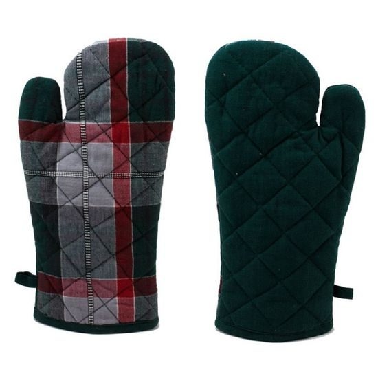 Kuchyňská chňapka s magnetem 18*32 cm, káro tmavě zelené