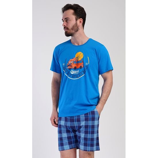 Pánské pyžamo šortky Adventure - modrá