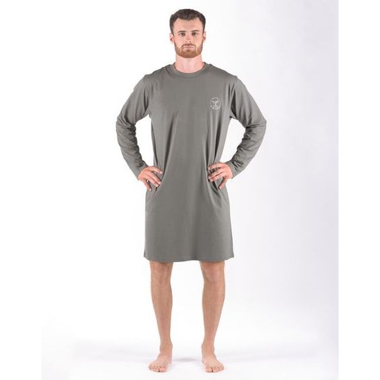 Pánské košile noční pánská dlouhý rukáv, šité, s potiskem Pyžama 2024 79181P - šedá bílá