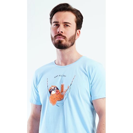 Pánské pyžamo šortky Pohodář - světle modrá