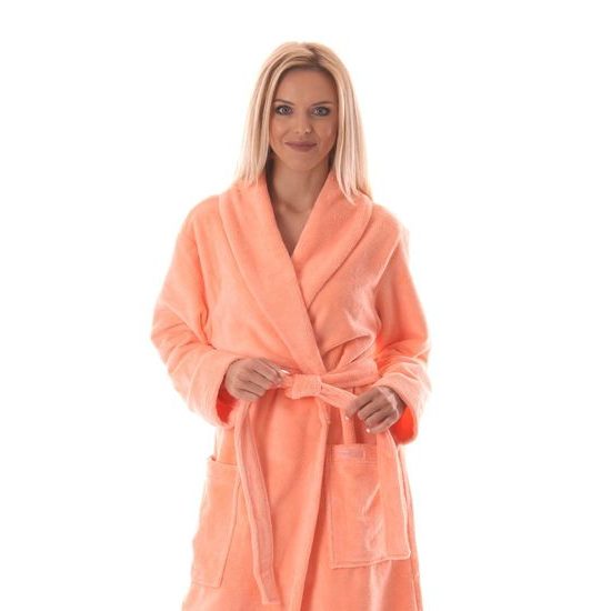 Dámský dlouhý savý župan se šálovým límcem TAMPA lososová