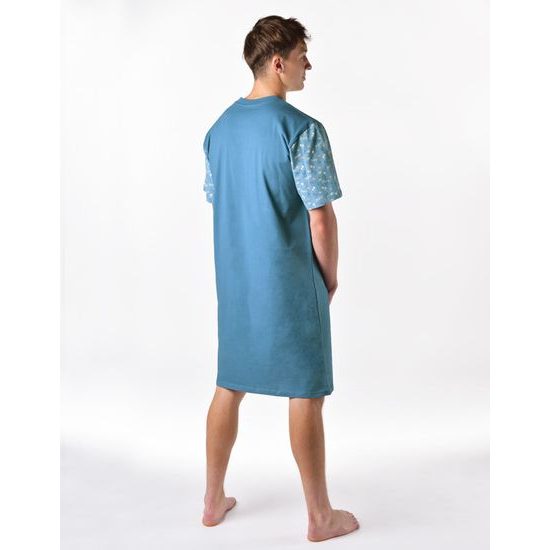 Pánská košile noční krátký rukáv, šité, s potiskem 79202 - měsíc dunaj