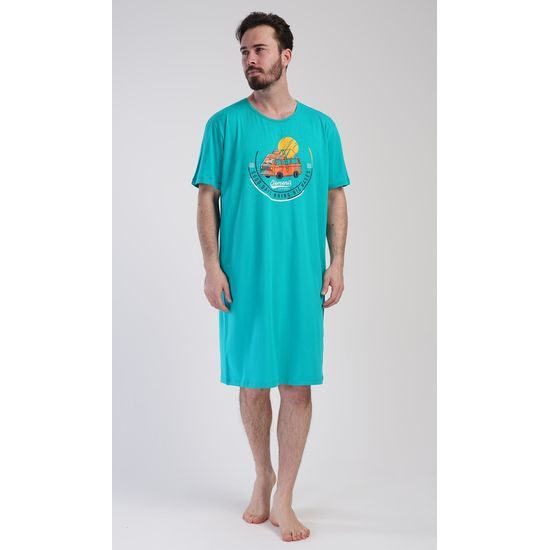 Pánská noční košile s krátkým rukávem Adventure - zelená