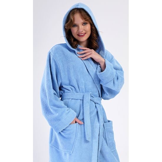 Dámský župan dlouhý s kapucí Modrásek - modrá