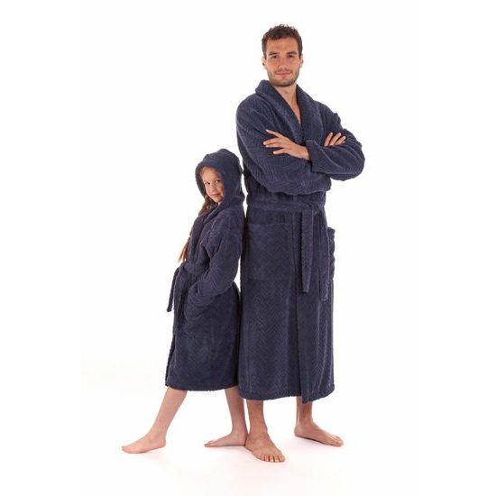 Dětský župan s kapucí Athena tmavě modrý