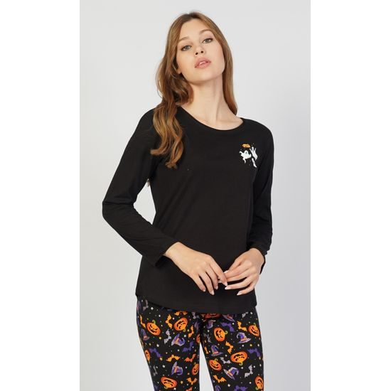 Dámské pyžamo dlouhé Halloween - černá