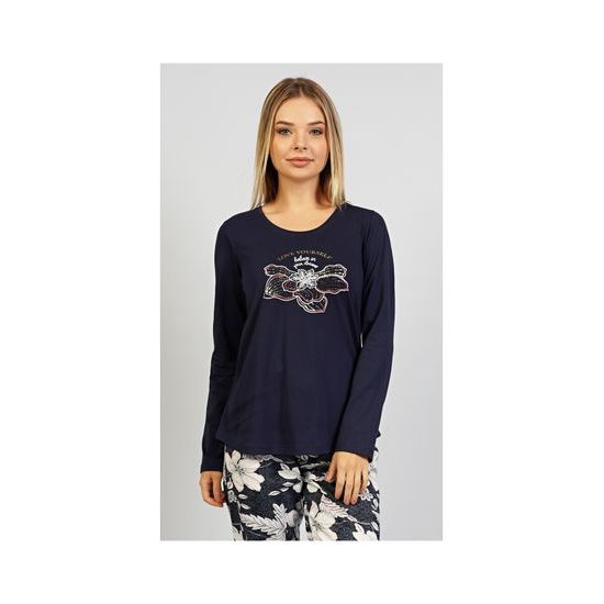 Dámské pyžamo dlouhé Martina - tmavě modrá