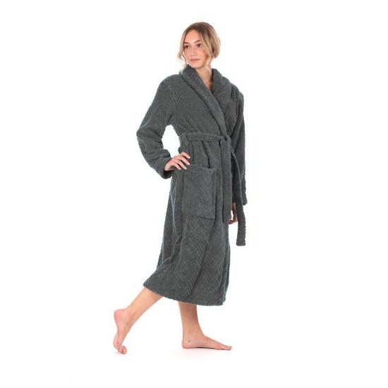 Dámský dlouhý župan se šálovým límcem ATHENA antracitová