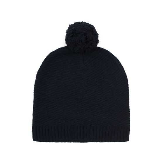 Tmavě modrá čepice s bambulí