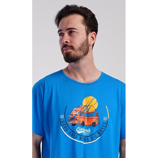 Pánská noční košile s krátkým rukávem Adventure - modrá