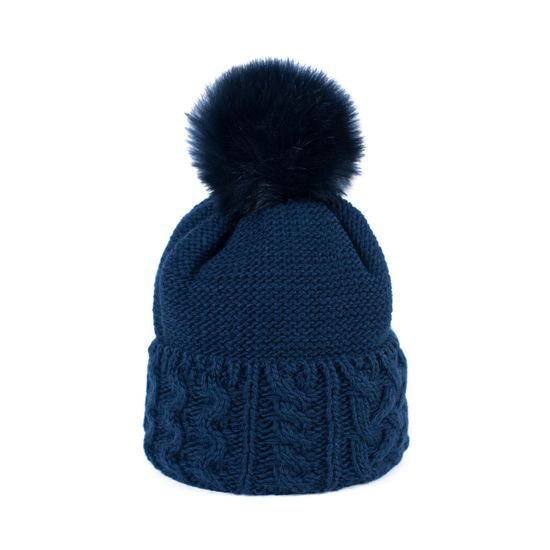 Zimní čepice s bambulí tmavě béžová