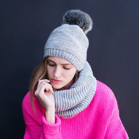 Sada čepice s nákrčníkem fialková