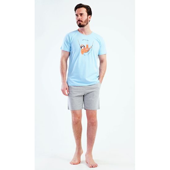 Pánské pyžamo šortky Pohodář - světle modrá