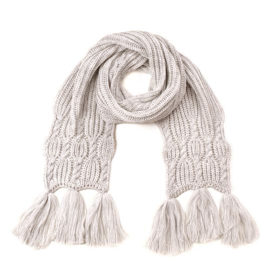 Pletená zimní šála s třásněmi - pudrově růžová