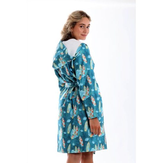 Dámský krátký župan s kapucí Oahu se vzorem Havaj