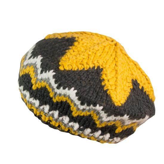 Baret se vzorem žlutá, hnědá