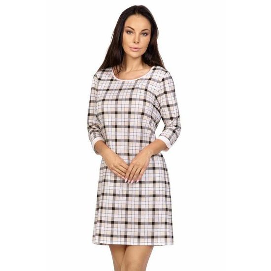 Noční košilka Lisa béžová s káro vzorem