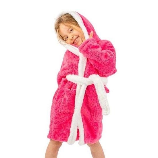 Dívčí soft župan Králíček tmavě růžový s oušky