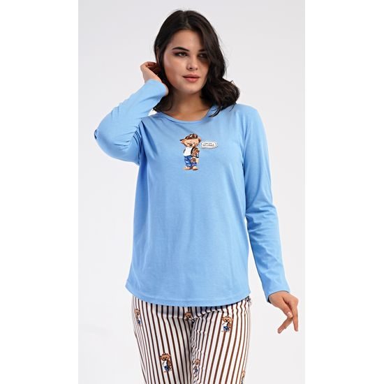 Dámské pyžamo dlouhé Bear - světle modrá