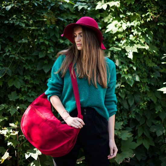 Semišová mini kabelka - bordó