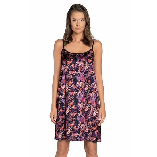 Saténová košilka Tibesti fialová květiny