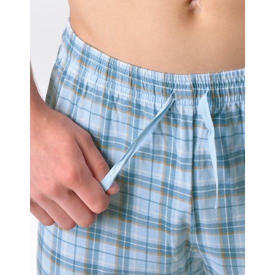 Pánské pyžamo dlouhé, šité, s potiskem 79189 - pomnenková bílá