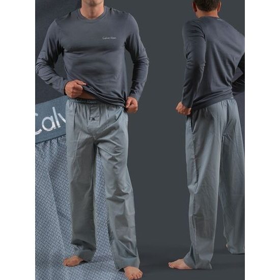 Pánské pyžamo CALVIN KLEIN M9600E v látkovém pytlíku šedé | pyžama s  dlouhým rukávem | Pánská pyžama, Pánské | Perfektní Prádlo.cz | Pohodlné  noční prádlo, župany a spodní prádlo pro Váš perfektní den!