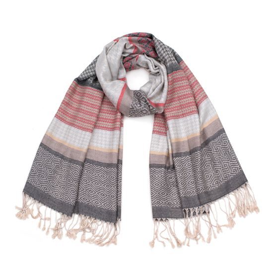 Zimní vzorovaný šál - tmavě šedý