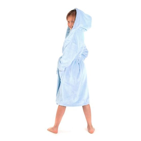 Dětský dlouhý hřejivý župan s kapucí SIENA světle modrá