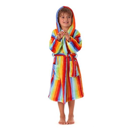 Dětský dlouhý župan s kapucí CAPRI duhová