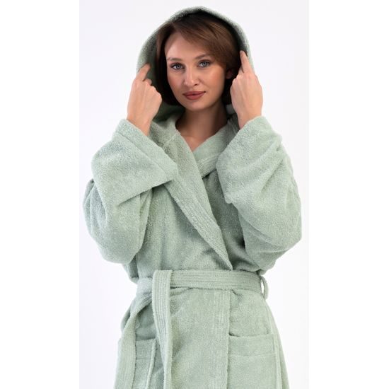 Dámský župan dlouhý s kapucí Máta - mátová