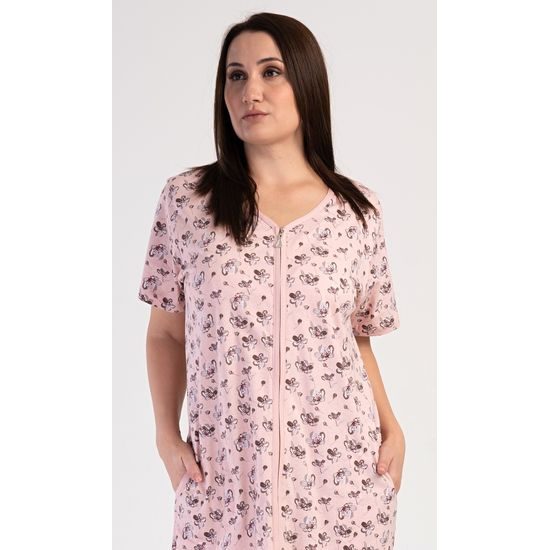 Dámské domácí šaty s krátkým rukávem Olivia - světle lososová