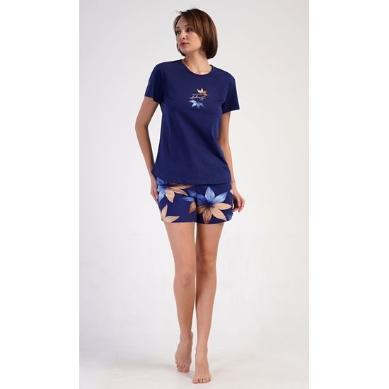 Dámské pyžamo šortky Sára - tmavě modrá