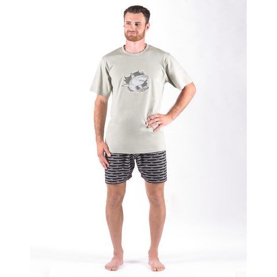 Pánské pyžamo krátké s potiskem 79170P - šedá černá