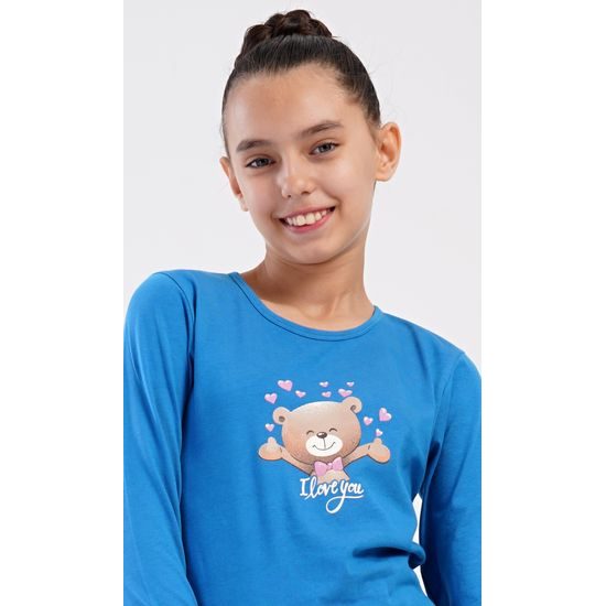 Dětské pyžamo dlouhé Méďa I love you - modrá