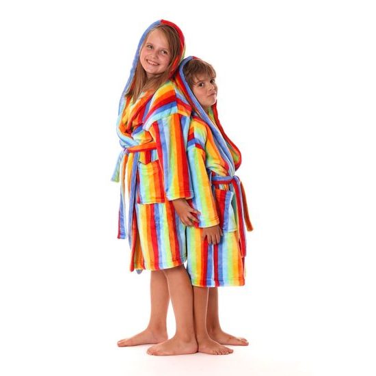 Dětský dlouhý župan s kapucí CAPRI duhová