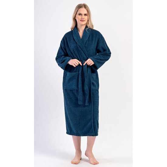 Dámský župan dlouhý se šálovým límcem Karolína - světle modrá