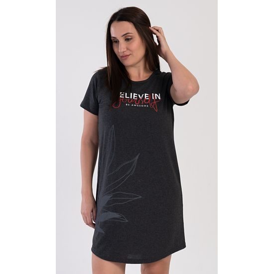 Dámská noční košile s krátkým rukávem Katka - antracitová