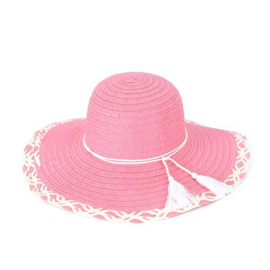 Letní klobouk se zdobeným lemem světle růžový
