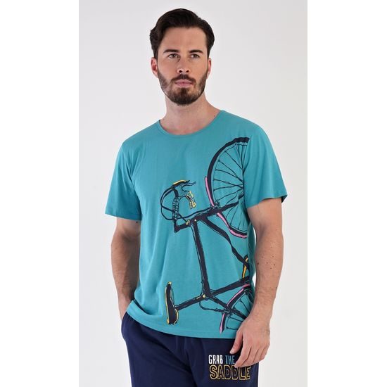 Pánské pyžamo bermudy Dominik - mentolová