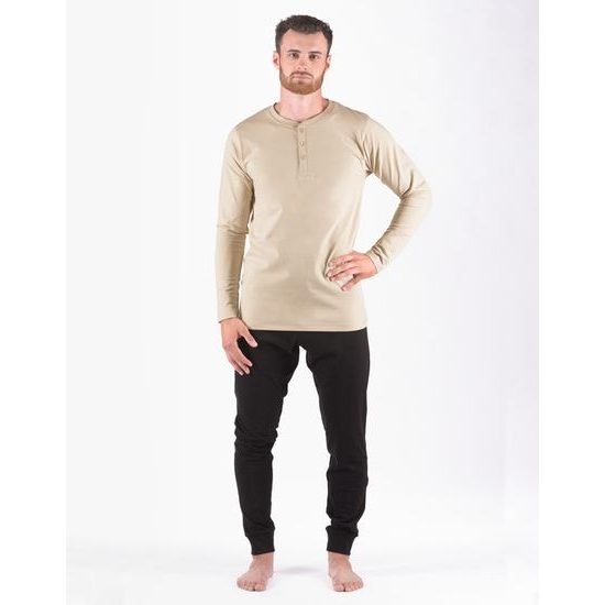 Pánské pyžamo dlouhé 79187P - koňak černá